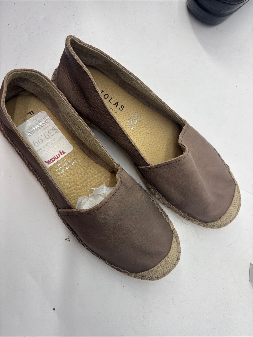 Men's Casual Leather Espadrille Slip-Ons - Brown - Picture 3 of 4